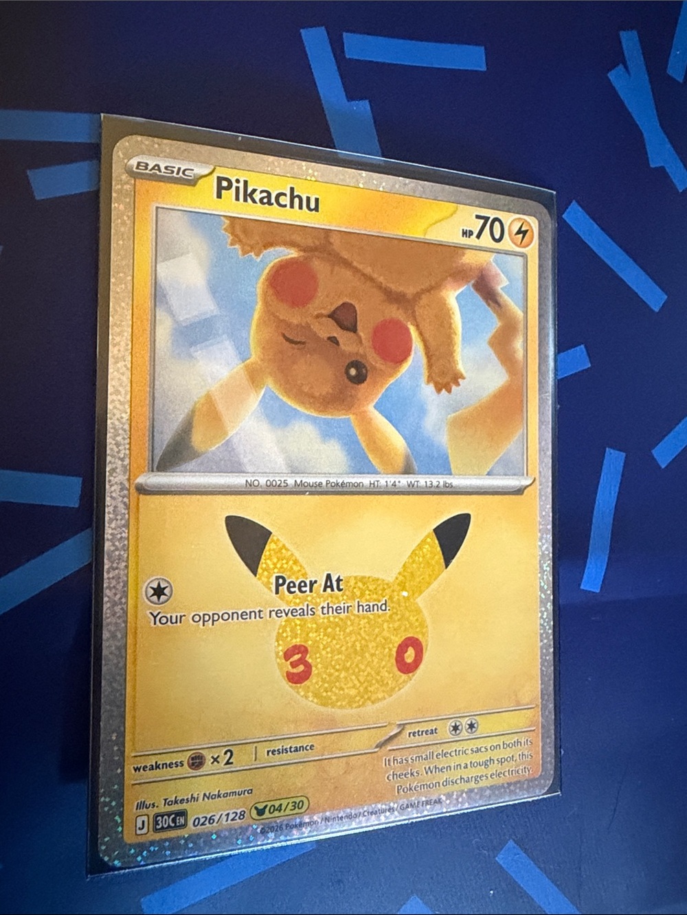 Pikachu Yellow Trading Card New release 30th edition